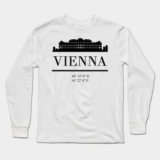 VIENNA AUSTRIA BLACK SILHOUETTE SKYLINE ART Long Sleeve T-Shirt